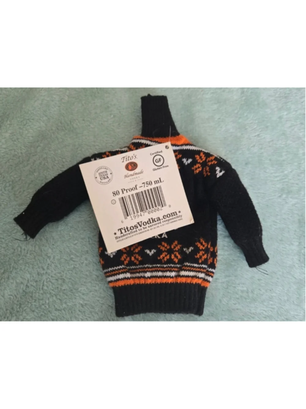 2017 Tito’s Handmade Vodka Bottle Sweater Cozy NWT